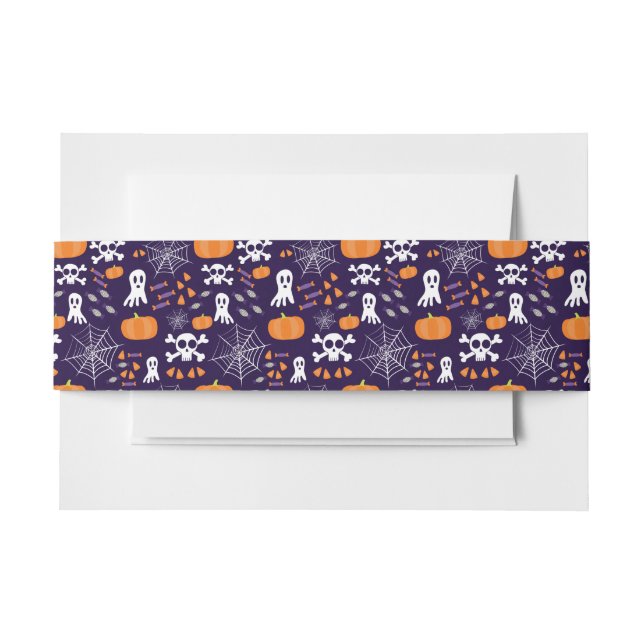 Cintas Para Invitaciones Patrón divertido de Halloween (Anverso Ejemplo)
