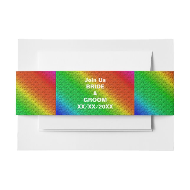 Cintas Para Invitaciones Patrón floral Arcoiris Boda otoño (Anverso Ejemplo)