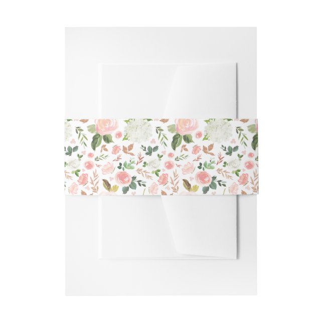 Cintas Para Invitaciones Patrón Floral Primavera Rosado | (Anverso Ejemplo)