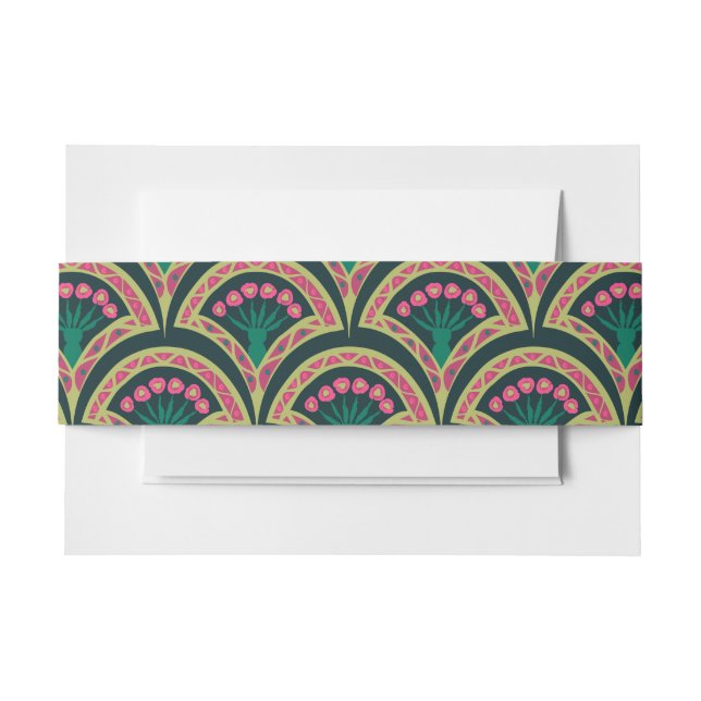 Cintas Para Invitaciones patrón verde en forma de concha (Anverso Ejemplo)