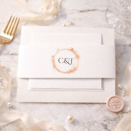Cintas Para Invitaciones Peach Gold Sparkle Suite de Boda Monograma