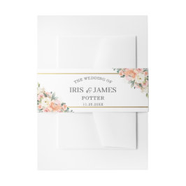 Cintas Para Invitaciones Peach Ivory Rubor Floral Gold Greeneration Boda