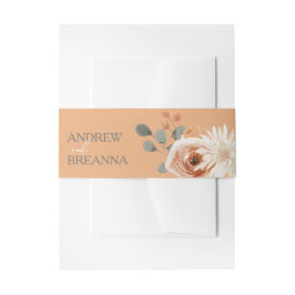 Cintas Para Invitaciones Peach Naranja floral de acuarela personalizada