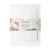 Peach White Peonies and Green Leaves Boda Floral