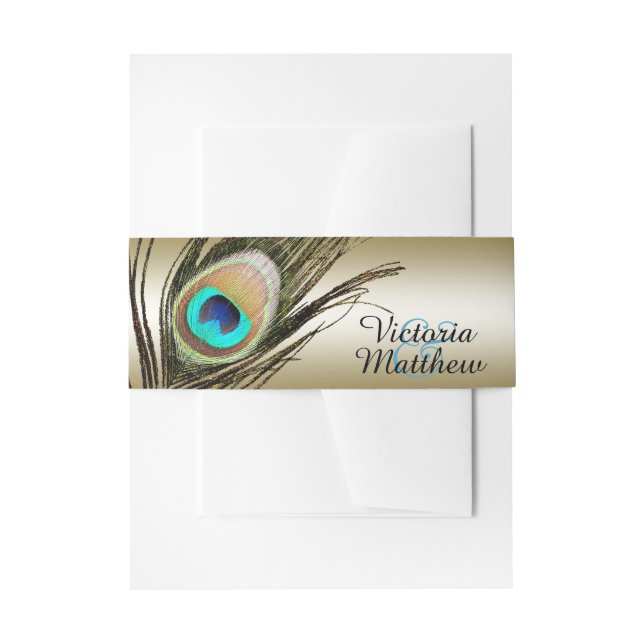 Cintas Para Invitaciones Peacock de oro (Anverso Ejemplo)
