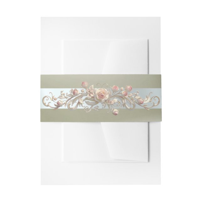Cintas Para Invitaciones Pergamino de rosa - Gris plata (Anverso Ejemplo)