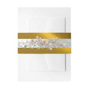 Cintas Para Invitaciones Pergamino de Rosa - Oro/Plata