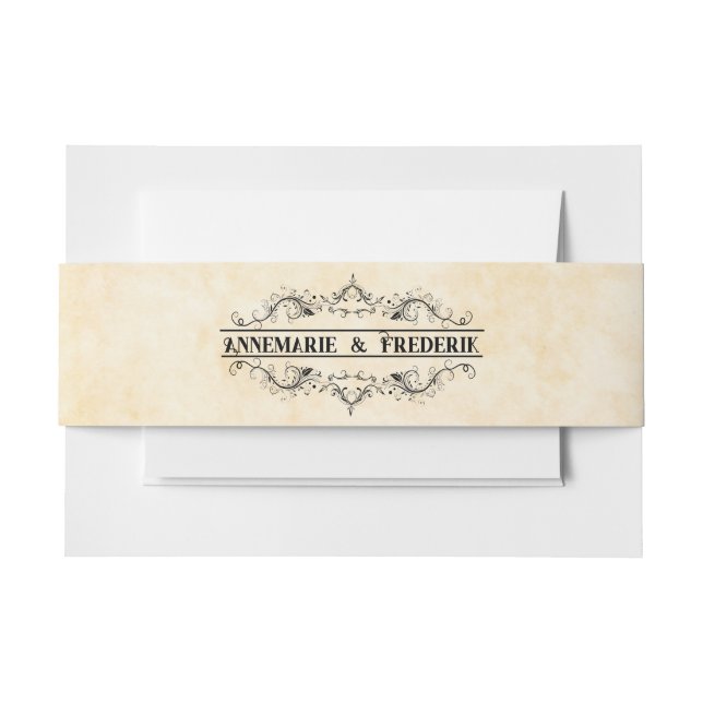 Cintas Para Invitaciones Pergamino Rústico Vintage de Flourish (Anverso Ejemplo)