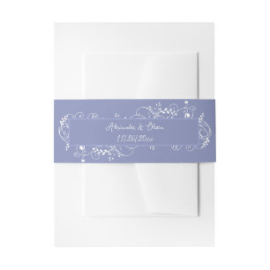 Cintas Para Invitaciones Periwinkle Flourish Wedding Invitación Belly Banda
