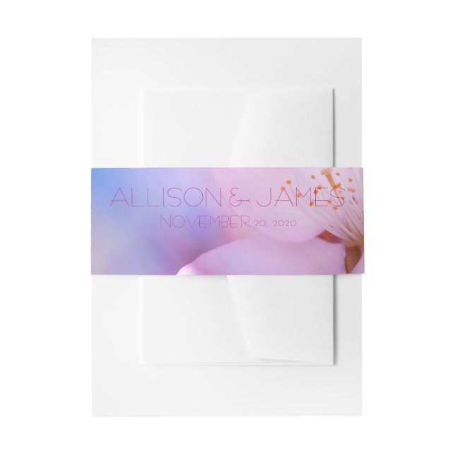 Cintas Para Invitaciones Personalizable de floración de cerezo rosa (Anverso Ejemplo)
