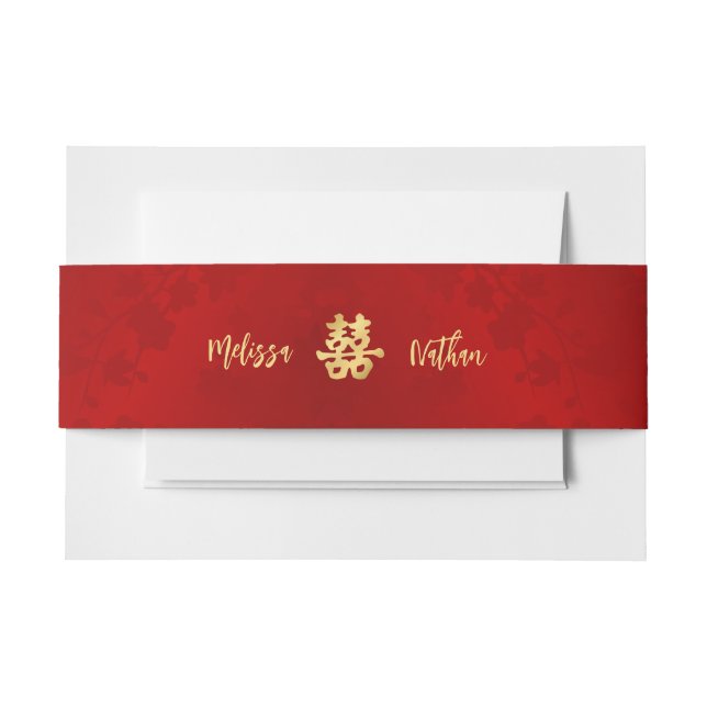 Cintas Para Invitaciones Personalizado Boda de China roja (Anverso Ejemplo)