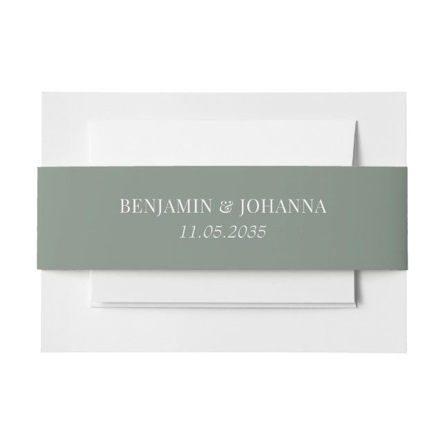 Cintas Para Invitaciones Personalizado Boda elegante de Sage Green (Anverso Ejemplo)