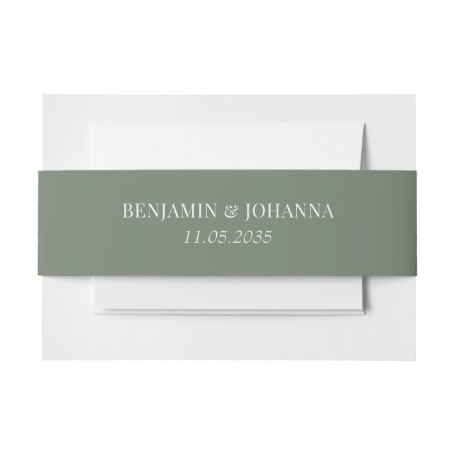 Cintas Para Invitaciones Personalizado Boda elegante Moss Green (Anverso Ejemplo)