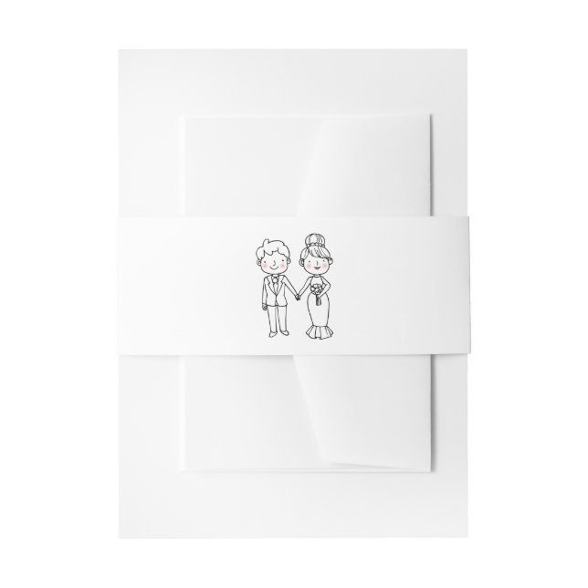 Cintas Para Invitaciones Personalizado Bride Groom Boda blanco negro capric (Anverso Ejemplo)