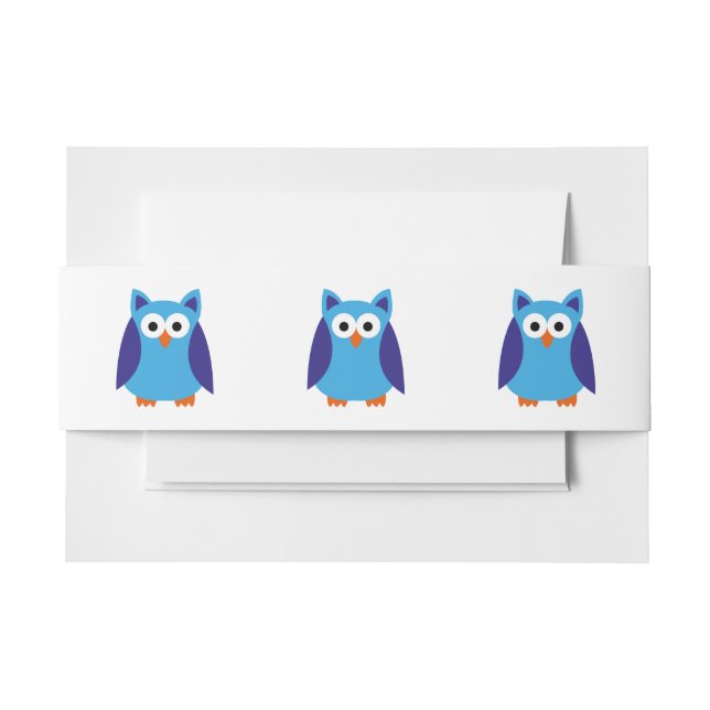 Cintas Para Invitaciones Personalizado de búho azul (Anverso Ejemplo)