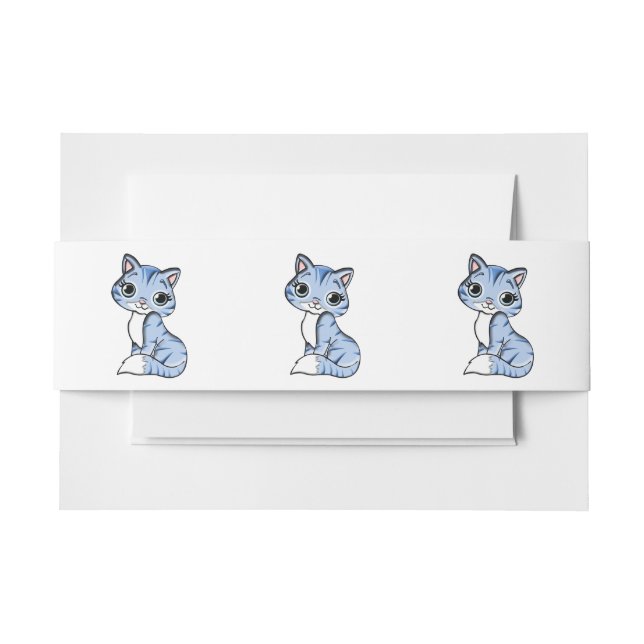 Cintas Para Invitaciones Personalizado de gato azul (Anverso Ejemplo)