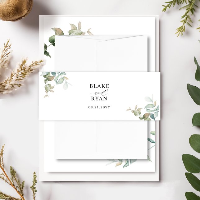 Cintas Para Invitaciones Personalizado Delicate Eucalyptus Greenery Boda (Subido por el creador)