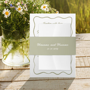 Cintas Para Invitaciones Personalizado Olive Green Hand Drake Name Date Bod