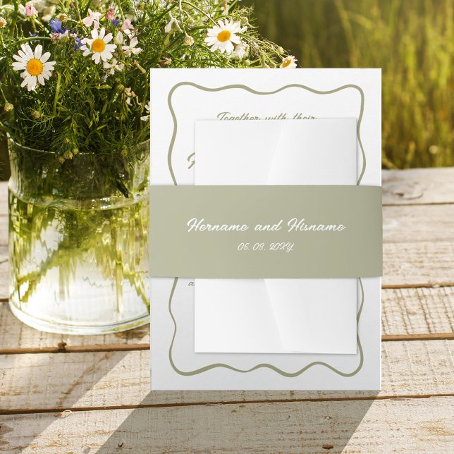 Cintas Para Invitaciones Personalizado Olive Green Hand Drake Name Date Bod (Subido por el creador)