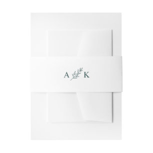 Cintas Para Invitaciones Personalizado simple de hoja botánica Monograma Bl