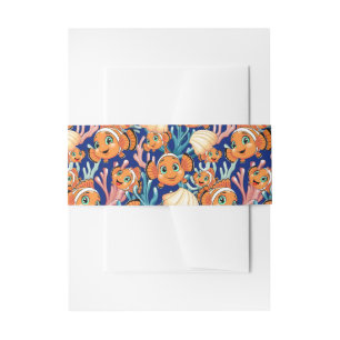 Cintas Para Invitaciones Pez payaso Dibujo animado lindo Familia Subacuátic