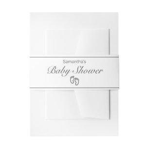 Cintas Para Invitaciones Pies de Baby Shower negro blanco minimalista