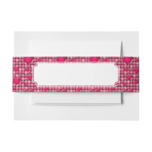 Cintas Para Invitaciones Pila rosada con los corazones