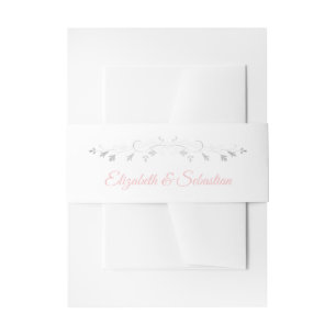 Cintas Para Invitaciones Pink on White Silver Flourish Elegante Boda