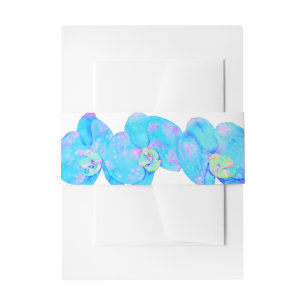 Cintas Para Invitaciones Pintura de orquídeas Verde azuladas de color azul