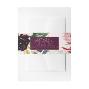 Cintas Para Invitaciones PixDezines Acuarela Flor Rústica, Borgoña + Rubor