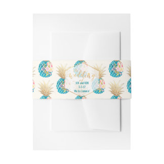 Cintas Para Invitaciones PixDezines Aloha Hawaiian Piñas/Verde azuladas