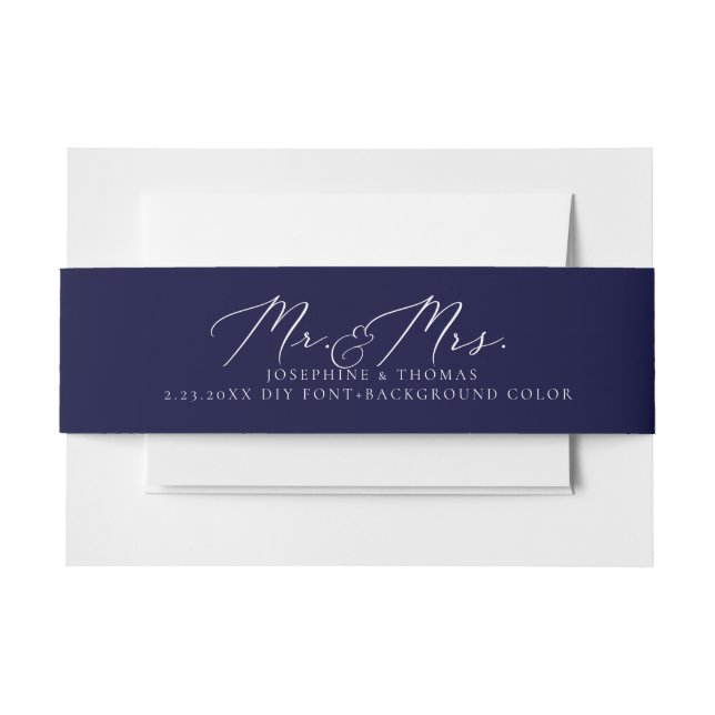 Cintas Para Invitaciones PixDezines Elegant Calligraphy Script Mr. y Mrs. (Anverso Ejemplo)