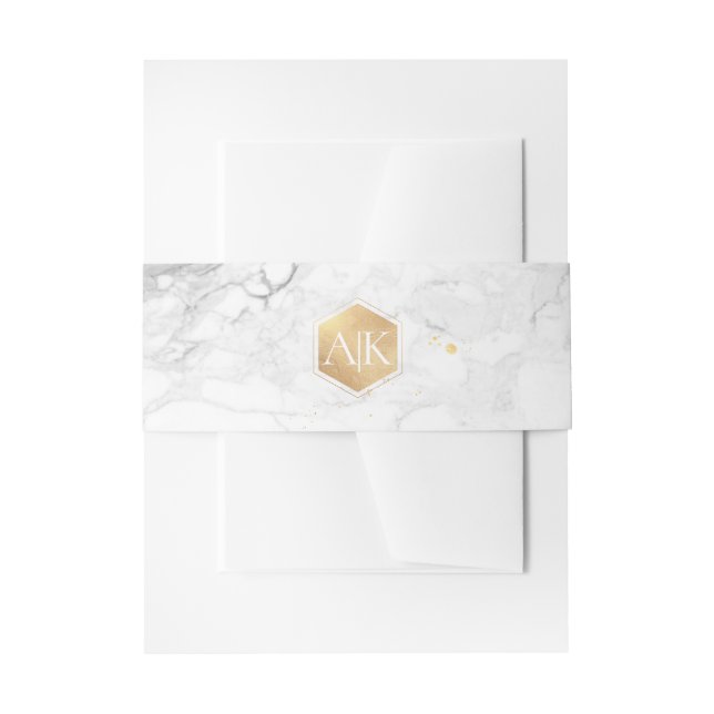 Cintas Para Invitaciones PixDezines Faux Gold Sweet Honeycomb+Marble (Anverso Ejemplo)