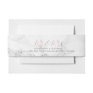 Cintas Para Invitaciones PixDezines mármol + oro rosa Sr. y Sra.