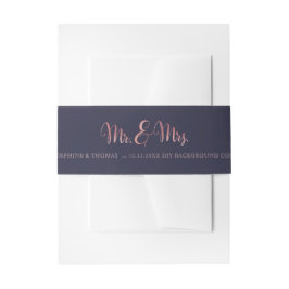 Cintas Para Invitaciones PixDezines Navy+Faux Rosa Gold Mr+Mrs.