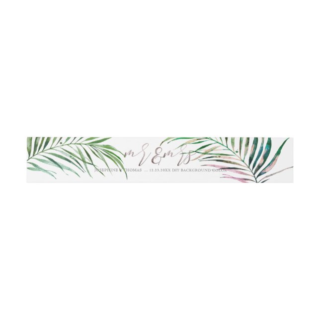 Cintas Para Invitaciones PixDezines Palm Fronds Sr+Sra. (Superficie plana)
