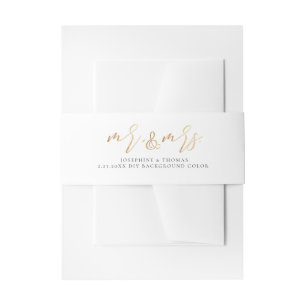 Cintas Para Invitaciones PixDezines Rubor Pink+Faux Gold Mr+Mrs.