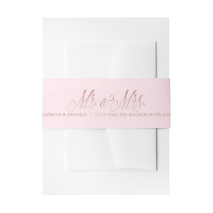 Cintas Para Invitaciones PixDezines Rubor Pink+Faux Rosa Gold Sr+Sra.