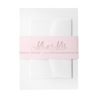 Cintas Para Invitaciones PixDezines Rubor Pink+Faux Rosa Gold Sr+Sra.