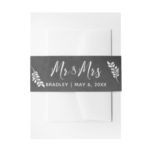 Cintas Para Invitaciones Pizarra y escritura a mano botánica Sr & Sra