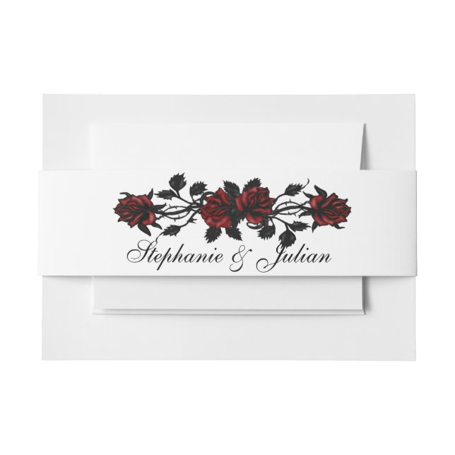 Cintas Para Invitaciones Placa de papel Boda de rosas rojas góticas (Anverso Ejemplo)