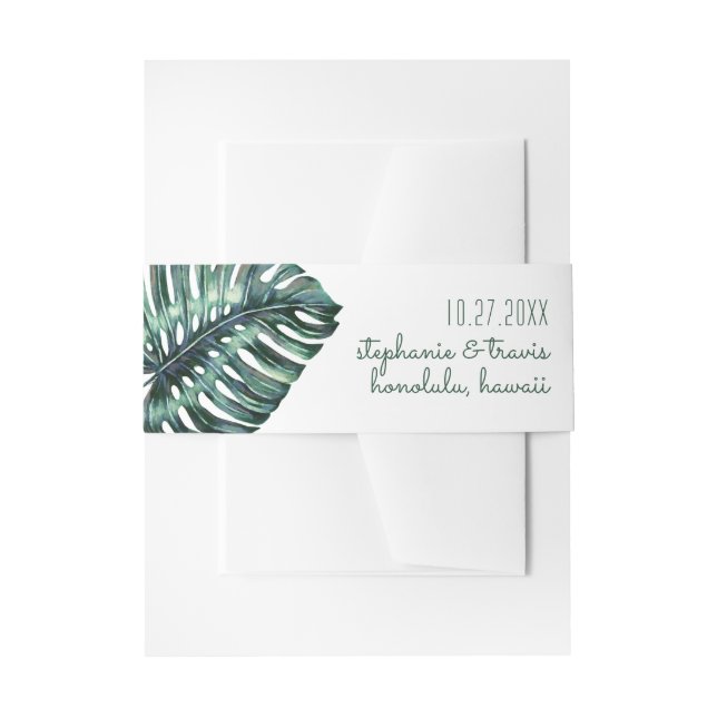 Cintas Para Invitaciones Plantas Monstera de hojas tropicales de Mod (Anverso Ejemplo)