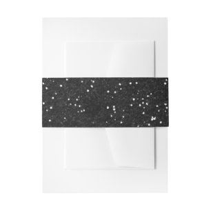 Cintas Para Invitaciones Plata brillante y purpurina negro
