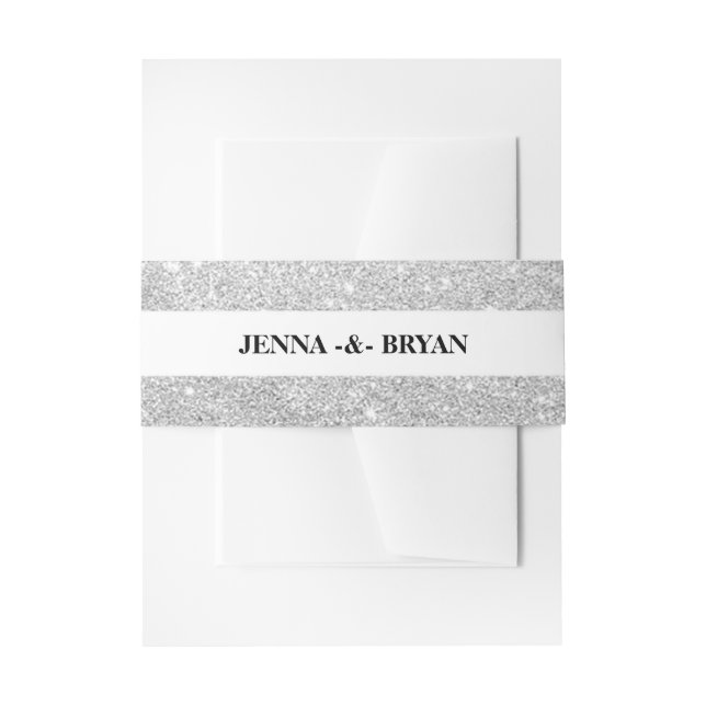 Cintas Para Invitaciones Plata elegante simple y blanco del purpurina (Anverso Ejemplo)