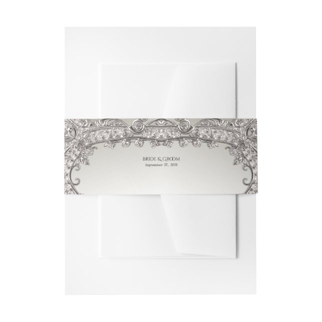 Cintas Para Invitaciones Plata Ornate Modern (Anverso Ejemplo)