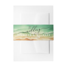 Cintas Para Invitaciones Playa del Océano Azul Acuarela Escrituras Elegante