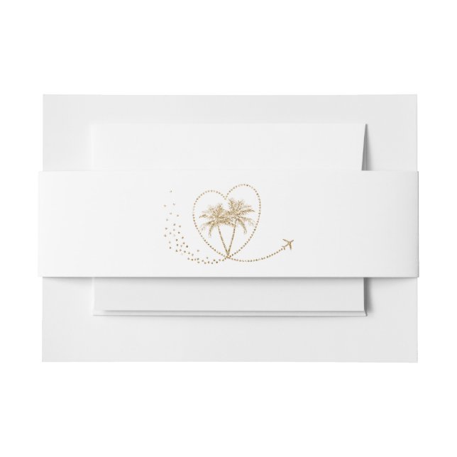 Cintas Para Invitaciones Playa Tropical Destino Boda Palm Tree Heart (Anverso Ejemplo)