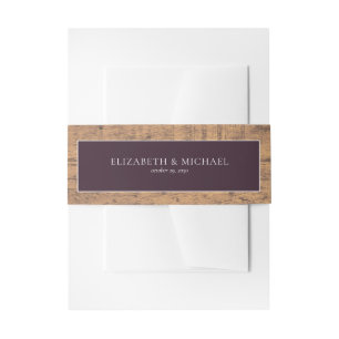 Cintas Para Invitaciones Plum Purple Elegant Rustic Wood Boda