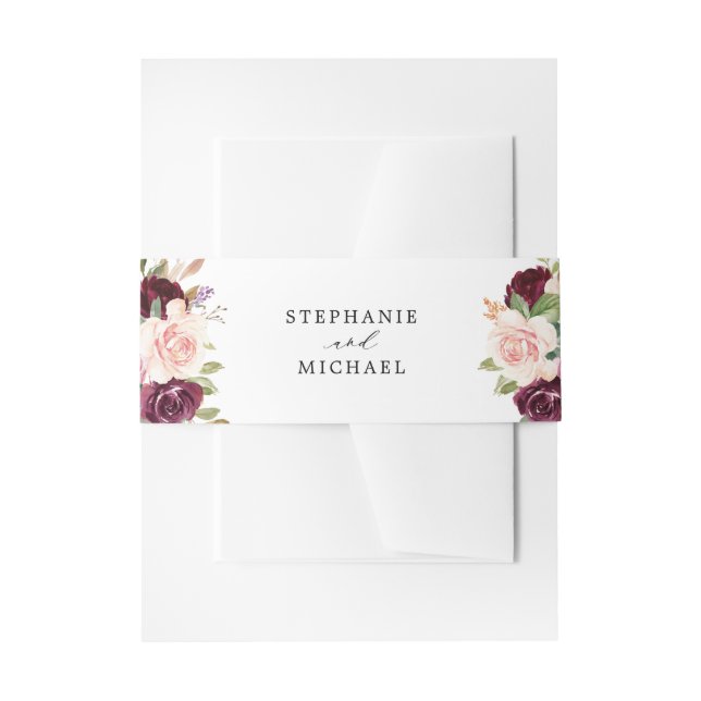 Cintas Para Invitaciones Plum Purple Rubor Boda bucal rosa (Anverso Ejemplo)