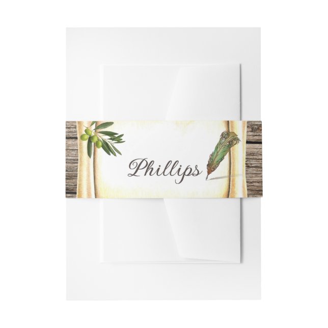 Cintas Para Invitaciones Pluma exclusiva de desplazamiento y pluma (Anverso Ejemplo)